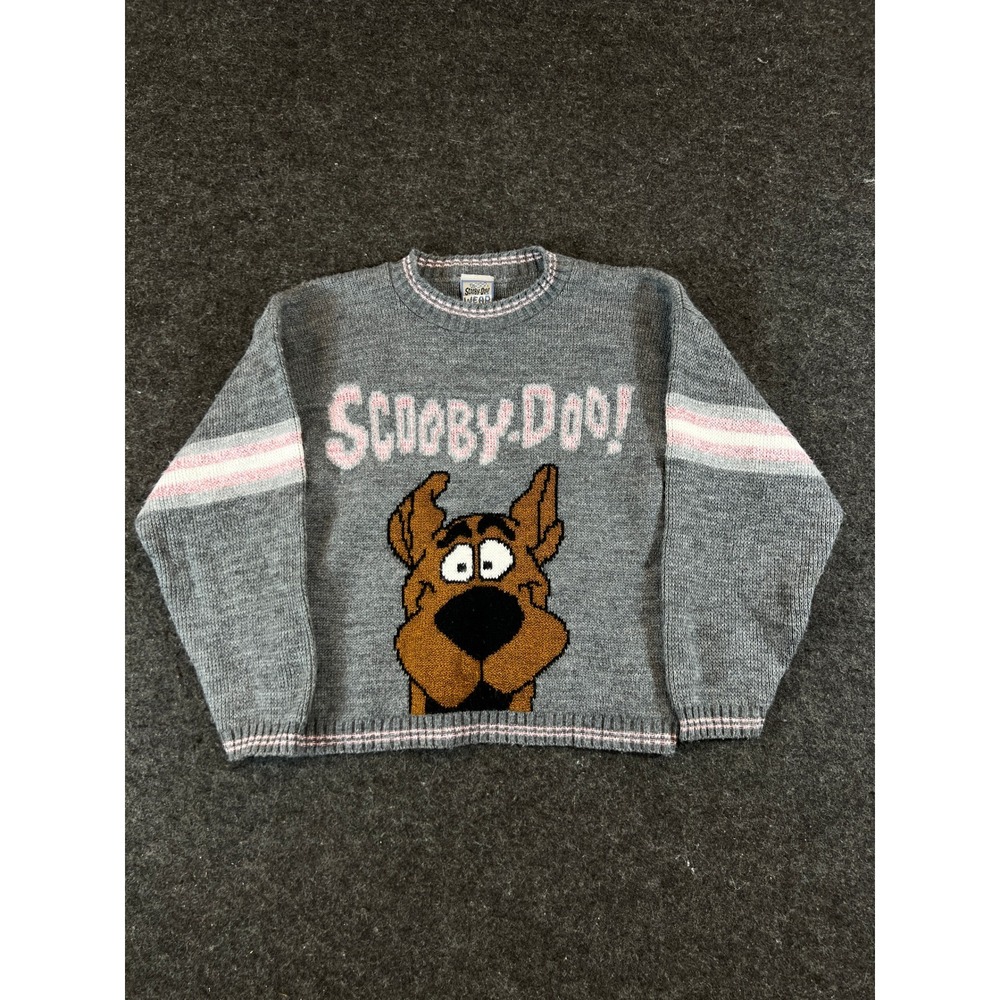 Vintage 90s Scooby-Doo Wear Cartoon Network Knit Sweater Gray Boys Small 7-8